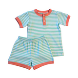 Frankie PJ Set - Mint Stripe / Coral Reef
