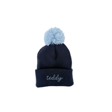 Pom Beanie - Navy / Light Blue