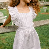 Mae Dress - Tan/White Stripe Linen