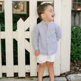 Arthur Long Sleeve Shirt - Navy Ticking Stripe