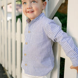 Arthur Long Sleeve Shirt - Navy Ticking Stripe