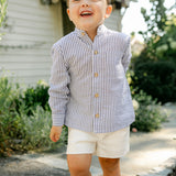Arthur Long Sleeve Shirt - Navy Ticking Stripe