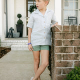 Graham Button Down - Ocean Stripe Linen