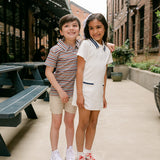 Adelaide Polo Dress - White / Navy