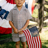 Rhodes Button Down Top - Americana Plaid
