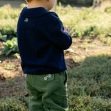 Reid Long Sleeve Polo - Navy Sweater Knit