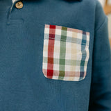 Reid Long Sleeve Polo - Harbor Blue