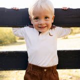 Reid Long Sleeve Polo - Ivory Cocoa