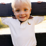 Reid Long Sleeve Polo - Ivory Cocoa
