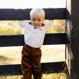 Reid Long Sleeve Polo - Ivory Cocoa
