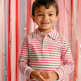 Reid Long Sleeve Polo - Valentine Stripe