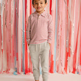 Reid Long Sleeve Polo - Valentine Stripe