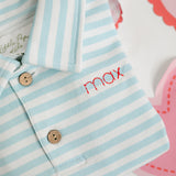 Reid Long Sleeve Polo - Cloud Stripe