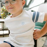 Lucas Tee - Off-White w/Stormy Blue