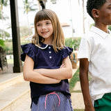 Violet Short  - Navy Pinstripe