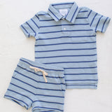 James Shorts - Blue Knit Stripes