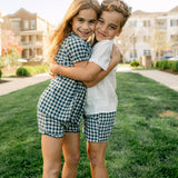 Frannie Short Set - Navy Gingham