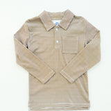 Long Sleeve Polo - Brown/White Stripe