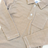 Long Sleeve Polo - Brown/White Stripe