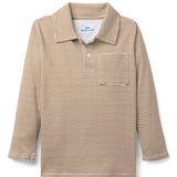Reid Long Sleeve Polo - Brown/White Stripe