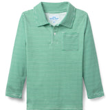 Reid Long Sleeve Polo - Green/White Stripe