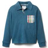 Reid Long Sleeve Polo - Harbor Blue