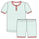 Frankie PJ Set - Mint Stripe / Coral Reef