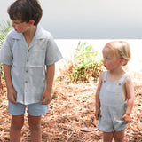 Finley Overall - Sage Green Seersucker
