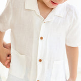 Rhodes Button Down Top - White Linen